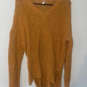 Pink Blush Maternity Mustard Popcorn Knit V-Neck Sweater